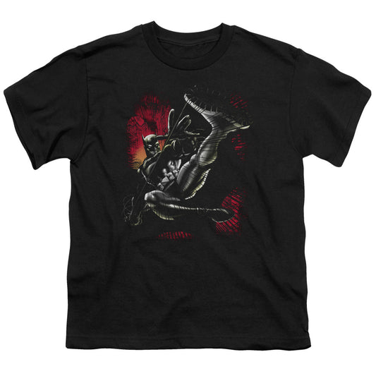 Batman Kick Swing Kids Youth T Shirt Black Officially Licensed