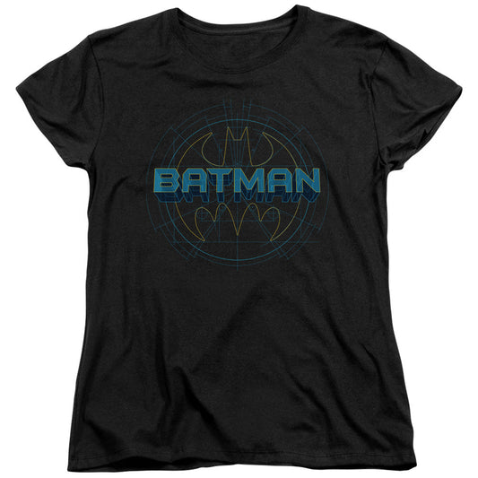 Batman Bat Tech Logo Womens T Shirt Black Officially Licensed