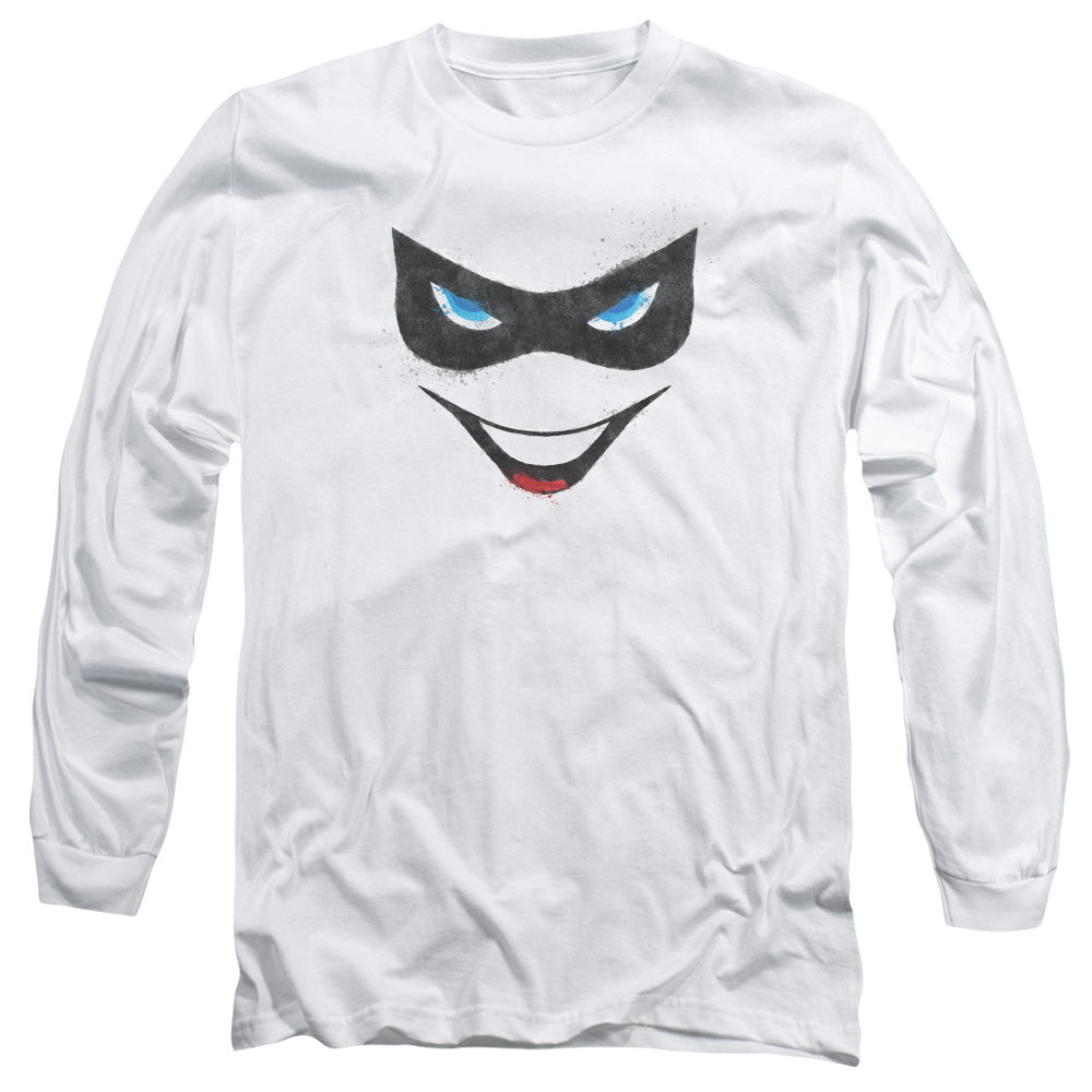 Batman Harley Face Mens Long Sleeve Shirt White Officially Licensed