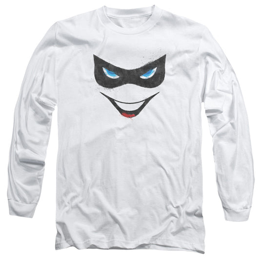 Batman Harley Face Mens Long Sleeve Shirt White Officially Licensed