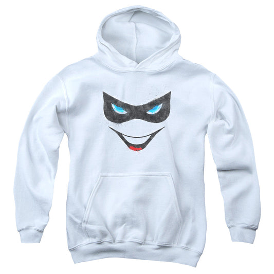 Batman Harley Face Kids Youth Hoodie White Officially Licensed