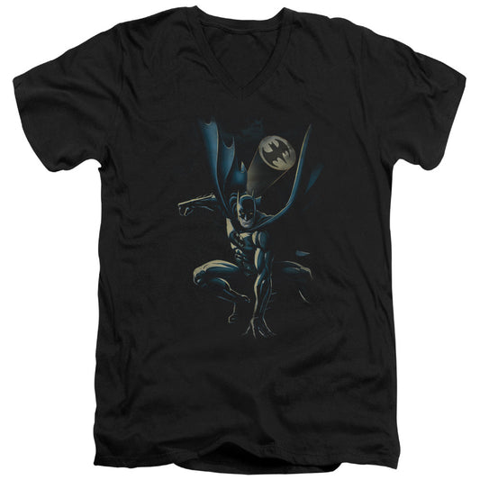 Batman Calling All Bats Mens Slim Fit V Neck T Shirt Black Officially Licensed