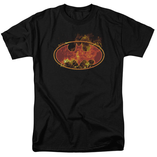 Batman Flames Logo Mens T Shirt Black Officially Licensed
