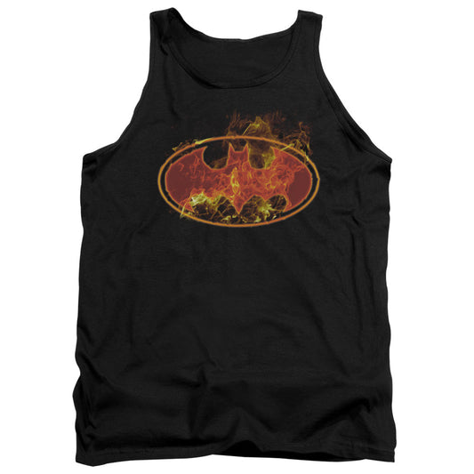 Batman Flames Logo Mens Tank Top Shirt Black Officially Licensed