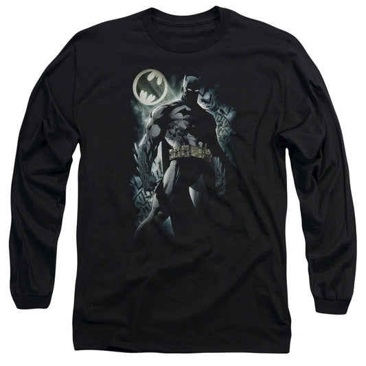 Batman The Knight Mens Long Sleeve Shirt Black Officially Licensed