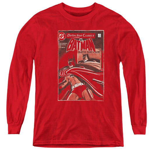 Batman Doa Cover Long Sleeve Kids Youth T Shirt Red Officially Licensed