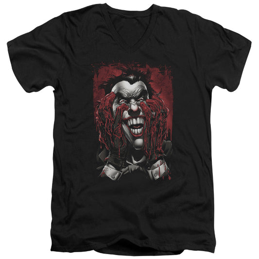 Batman Blood In Hands Mens Slim Fit V Neck T Shirt Black Officially Licensed