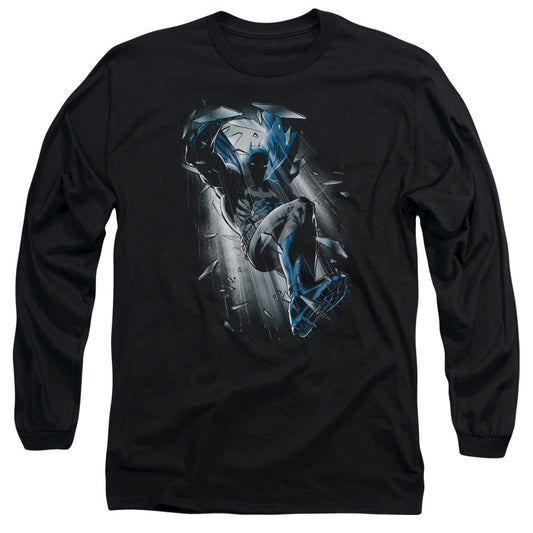 Batman Bat Crash Mens Long Sleeve Shirt Black Officially Licensed