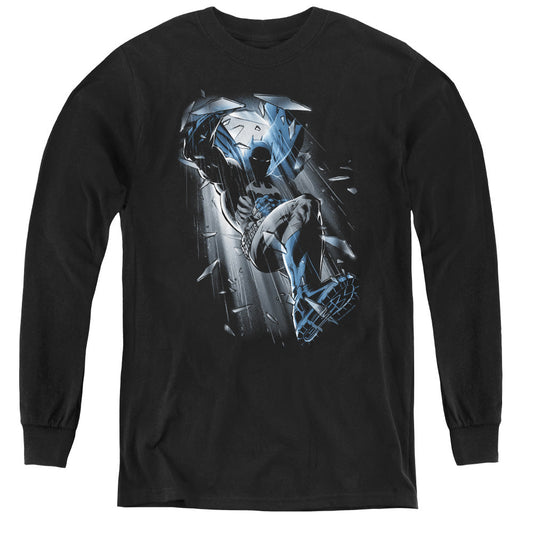 Batman Bat Crash Long Sleeve Kids Youth T Shirt Black Officially Licensed