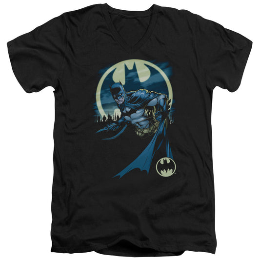 Batman Heed The Call Mens Slim Fit V Neck T Shirt Black Officially Licensed