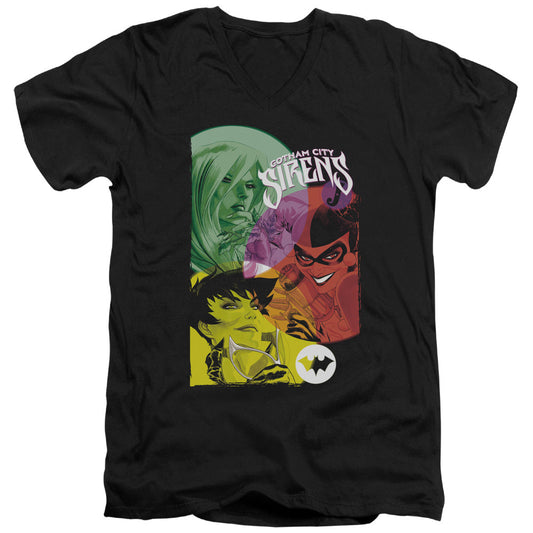 Batman Gotham Sirens Mens Slim Fit V Neck T Shirt Black Officially Licensed