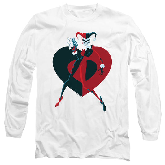 Batman Harely Heart Mens Long Sleeve Shirt White Officially Licensed