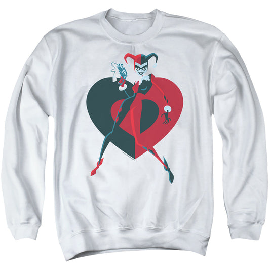 Batman Harely Heart Mens Crewneck Sweatshirt White