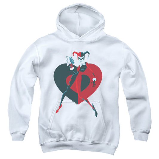 Batman Harely Heart Kids Youth Hoodie White Officially Licensed