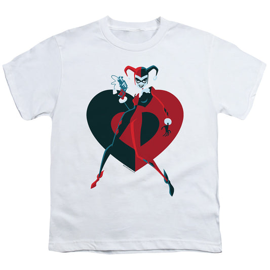 Batman Harely Heart Kids Youth T Shirt White Officially Licensed