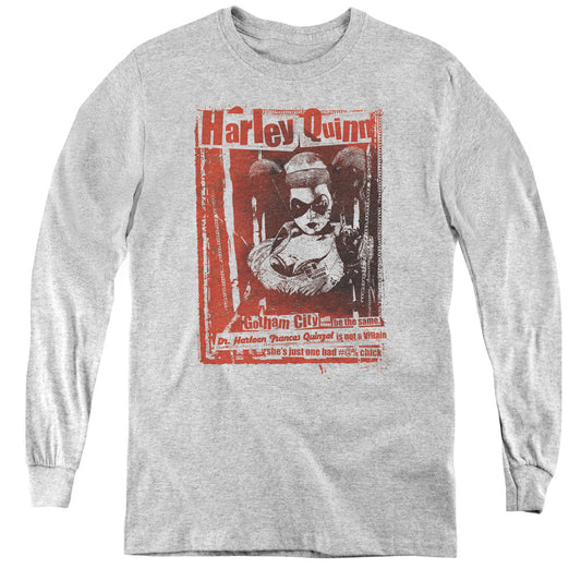 Batman Dr Quinn Long Sleeve Kids Youth T Shirt Athletic Heather Officially Licensed