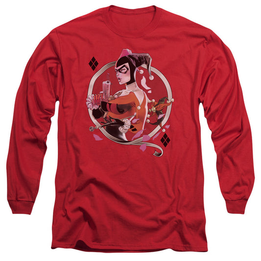 Batman Harley Q Mens Long Sleeve Shirt Red Officially Licensed