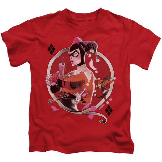 Batman Harley Q Juvenile Kids Youth T Shirt Red Officially Licensed