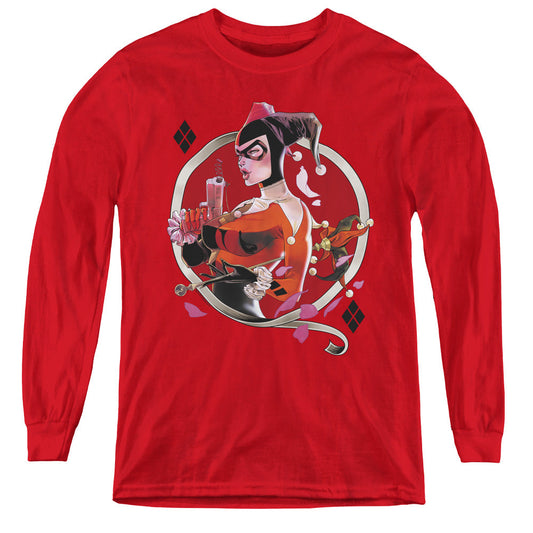 Batman Harley Q Long Sleeve Kids Youth T Shirt Red Officially Licensed