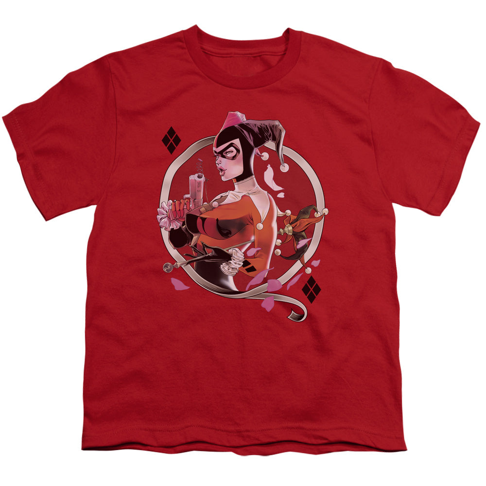 Batman Harley Q Kids Youth T Shirt Red Officially Licensed