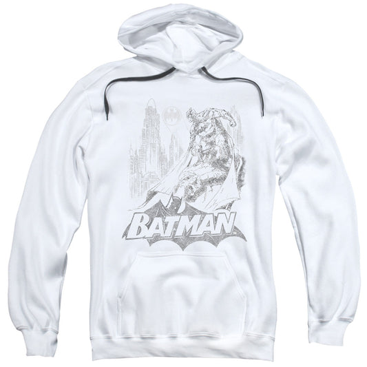 Batman Bat Sketch Mens Hoodie White Officially Licensed