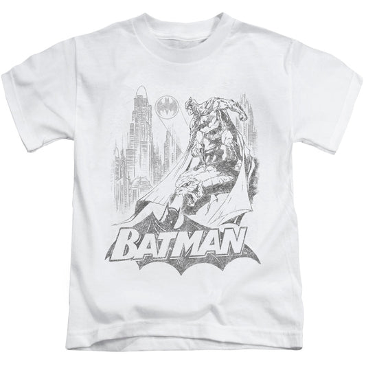 Batman Bat Sketch Juvenile Kids Youth T Shirt White Officially Licensed