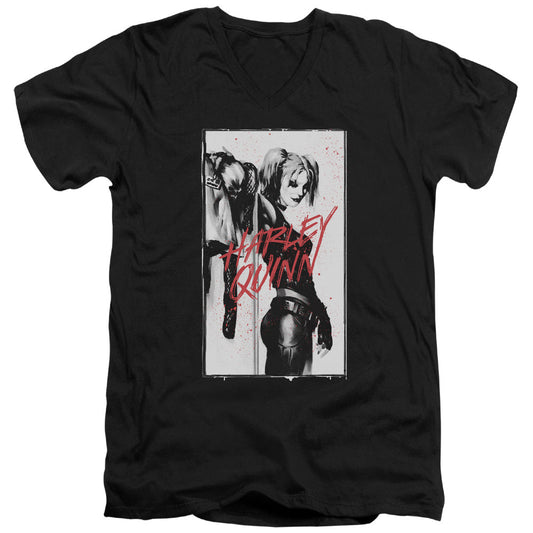 Batman Inked Quinn Mens Slim Fit V Neck T Shirt Black Officially Licensed