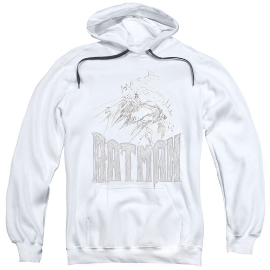 Batman Knight Sketch Mens Hoodie White Officially Licensed