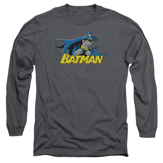Batman 8 Bit Cape Mens Long Sleeve Shirt Charcoal Officially Licensed