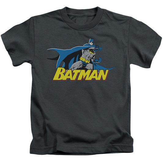 Batman 8 Bit Cape Juvenile Kids Youth T Shirt Charcoal Officially Licensed