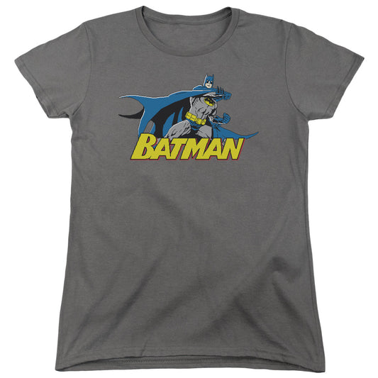 Batman 8 Bit Cape Womens T Shirt Charcoal Officially Licensed