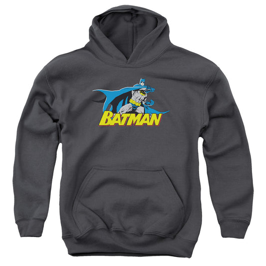 Batman 8 Bit Cape Kids Youth Hoodie Charcoal Officially Licensed