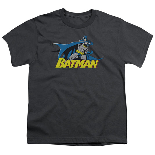 Batman 8 Bit Cape Kids Youth T Shirt Charcoal Officially Licensed