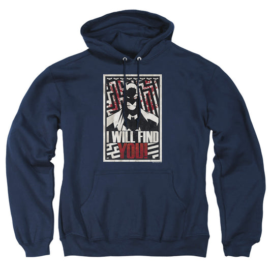 Batman I Will Fnd You Mens Hoodie Navy Officially Licensed