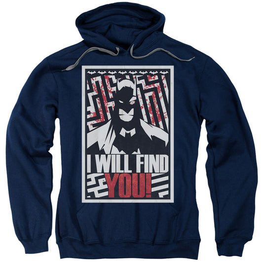 Batman I Will Fnd You Mens Hoodie Navy Blue Officially Licensed