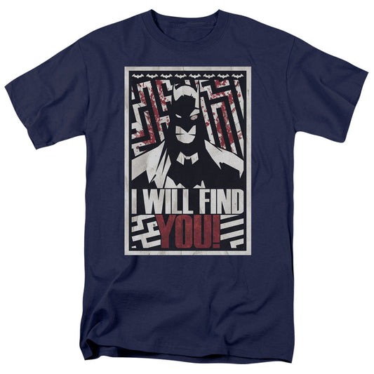 Batman I Will Find You Mens T Shirt Navy Blue Officially Licensed