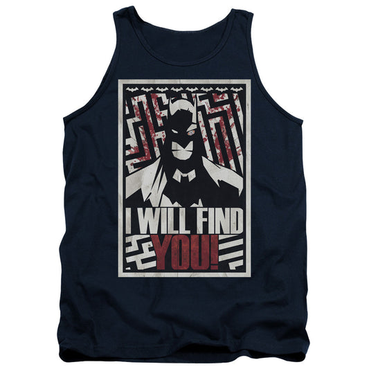 Batman I Will Fnd You Mens Tank Top Shirt Navy Blue Officially Licensed