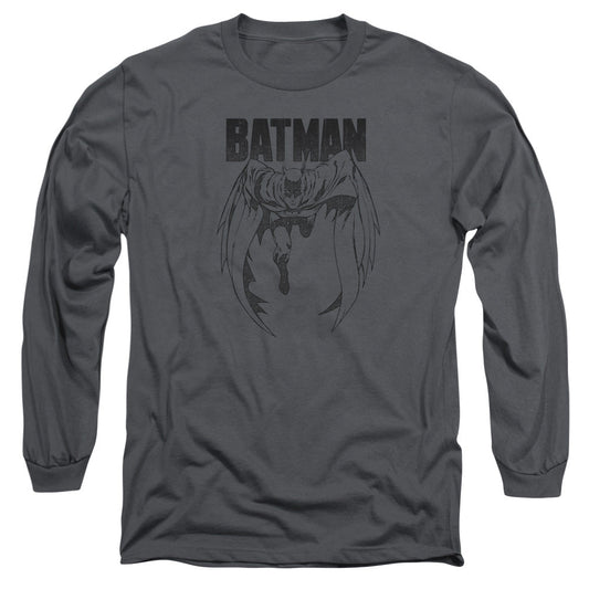 Batman Grey Noise Mens Long Sleeve Shirt Charcoal Officially Licensed