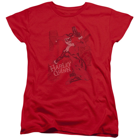 Batman Harleys Packing Womens T Shirt Red Officially Licensed