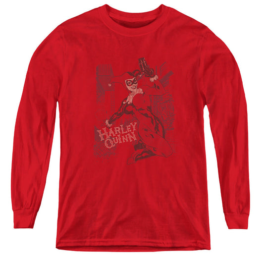 Batman Harleys Packing Long Sleeve Kids Youth T Shirt Red Officially Licensed