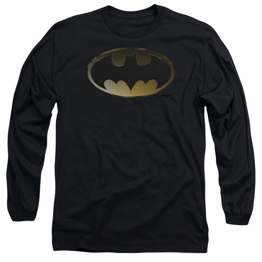 Batman Halftone Bat Mens Long Sleeve Shirt Black Officially Licensed