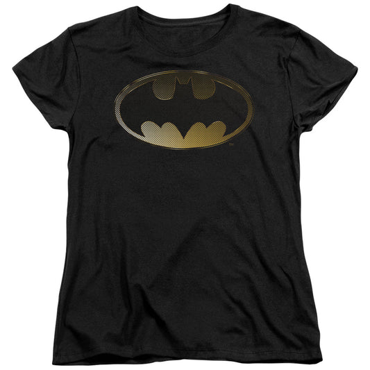 Batman Halftone Bat Womens T Shirt Black Officially Licensed