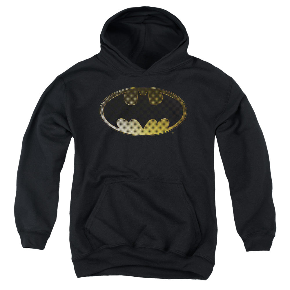 Batman Halftone Bat Kids Youth Hoodie Black Officially Licensed
