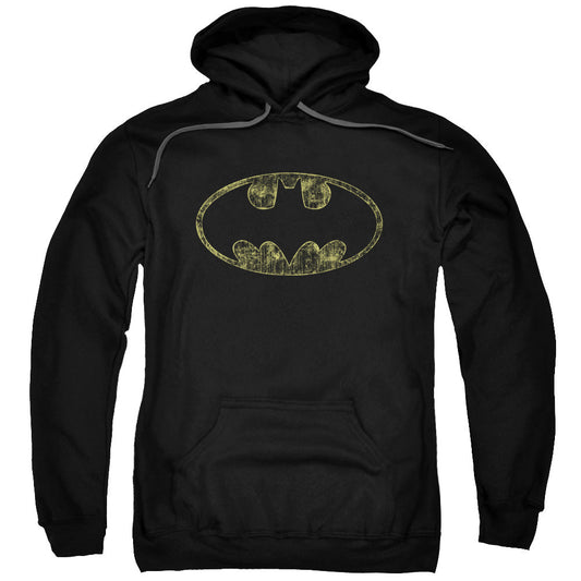 Batman Tatered Logo Mens Hoodie Black Officially Licensed