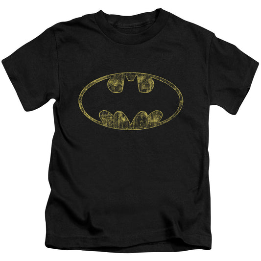 Batman Tatered Logo Juvenile Kids Youth T Shirt Black Officially Licensed