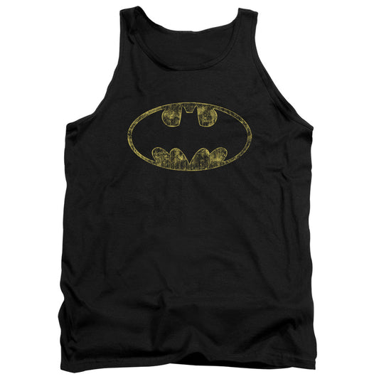 Batman Tatered Logo Mens Tank Top Shirt Black Officially Licensed
