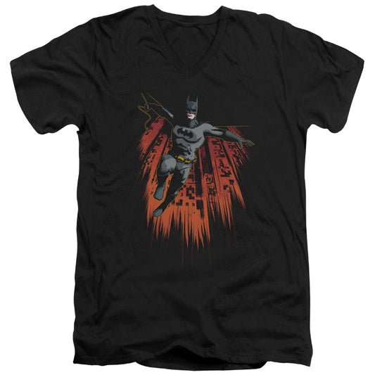 Batman Majestic Mens Slim Fit V Neck T Shirt Black Officially Licensed