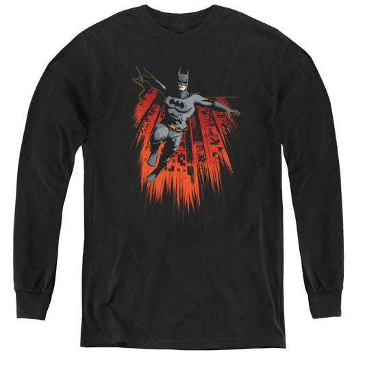 Batman Majestic Long Sleeve Kids Youth T Shirt Black Officially Licensed