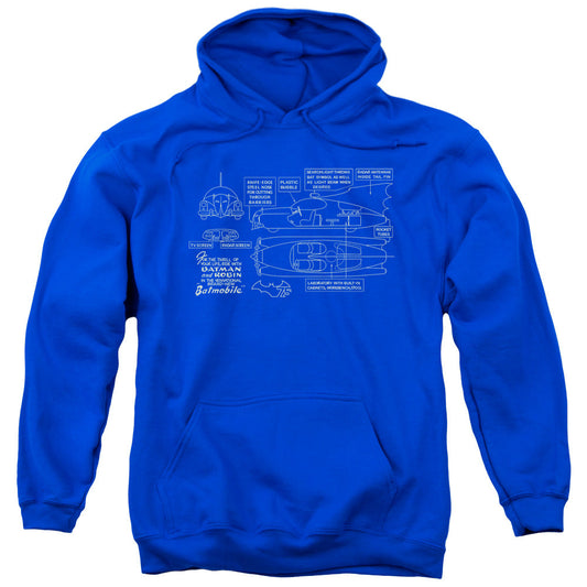 Batman Batmobile Mens Hoodie Royal Blue Officially Licensed