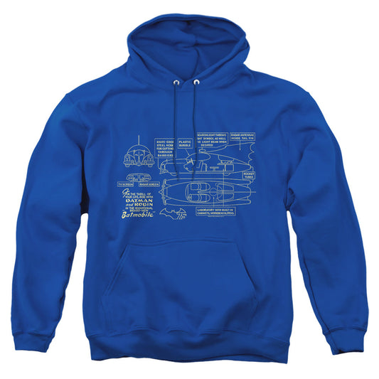 Batman Batmobile Mens Hoodie Royal Officially Licensed